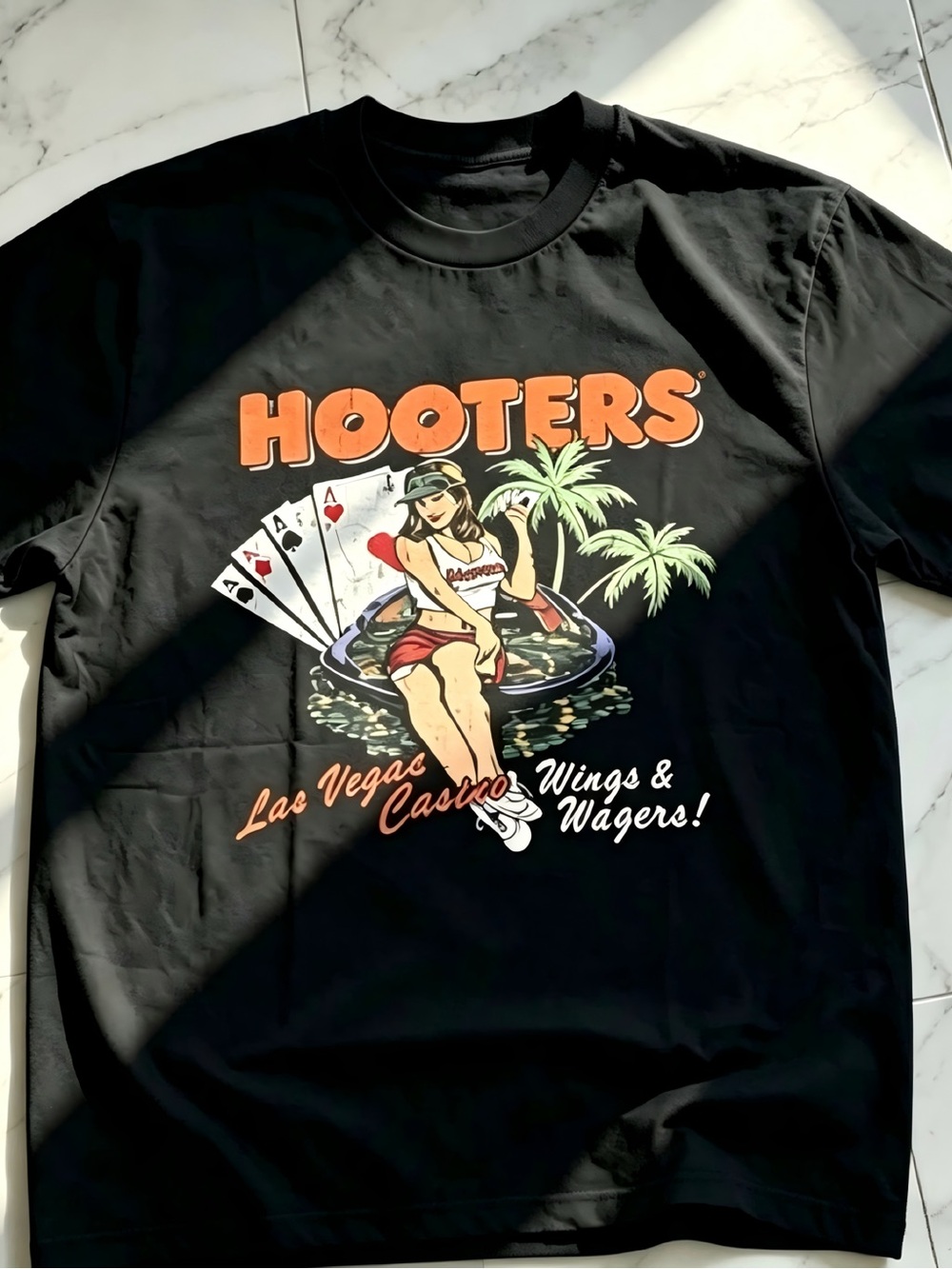 Retro Las Vegas Poker Girl Vintage Black Graphic Womens Mens T-shirt Unisex